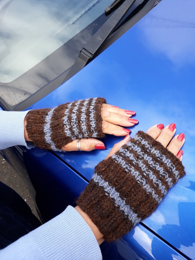 Alpaca handspun fingerless mittens $25NZD